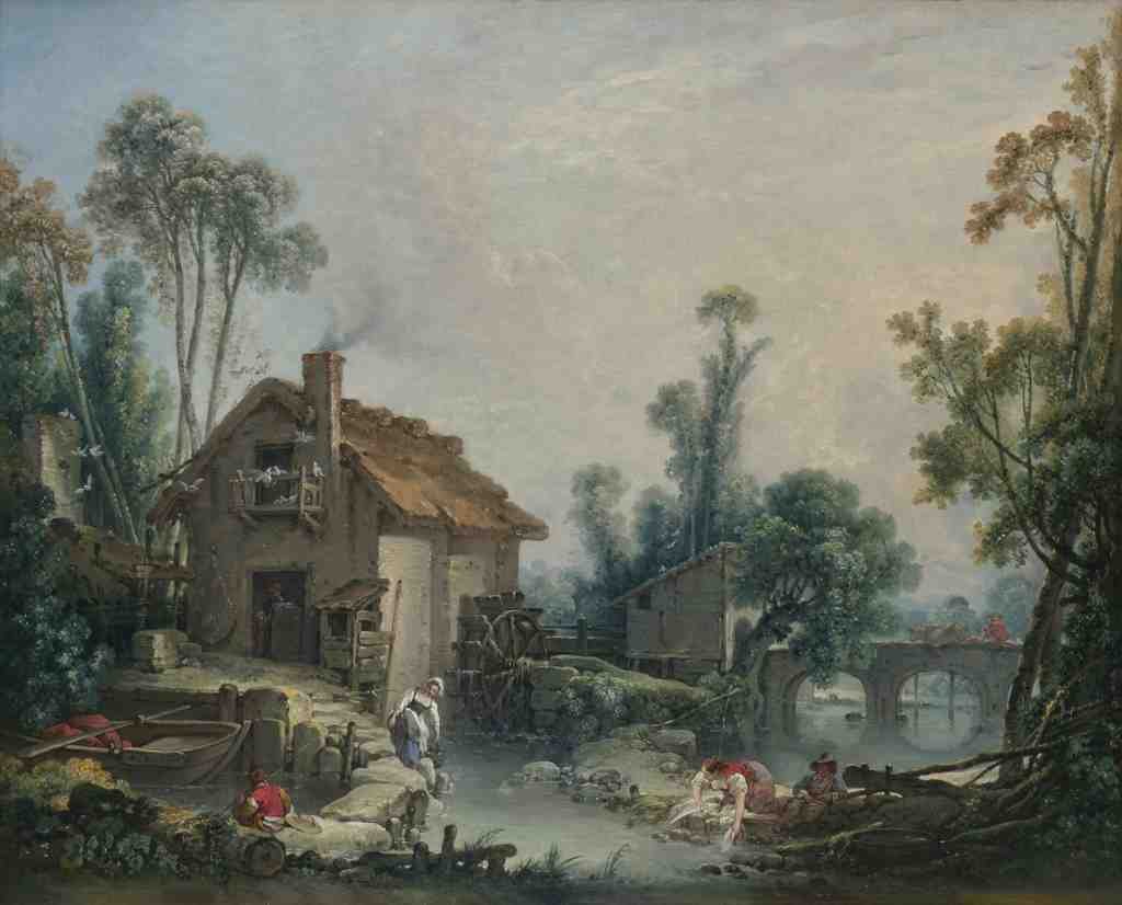 Francois Boucher Landscape with a Watermill A4 Photo Print