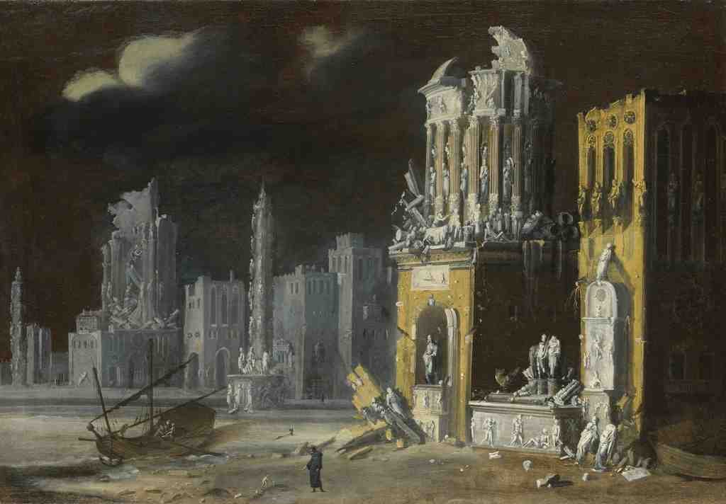 Francois de Nome Fantastic Ruins with Saint Augustine and the Child A4 Photo Print