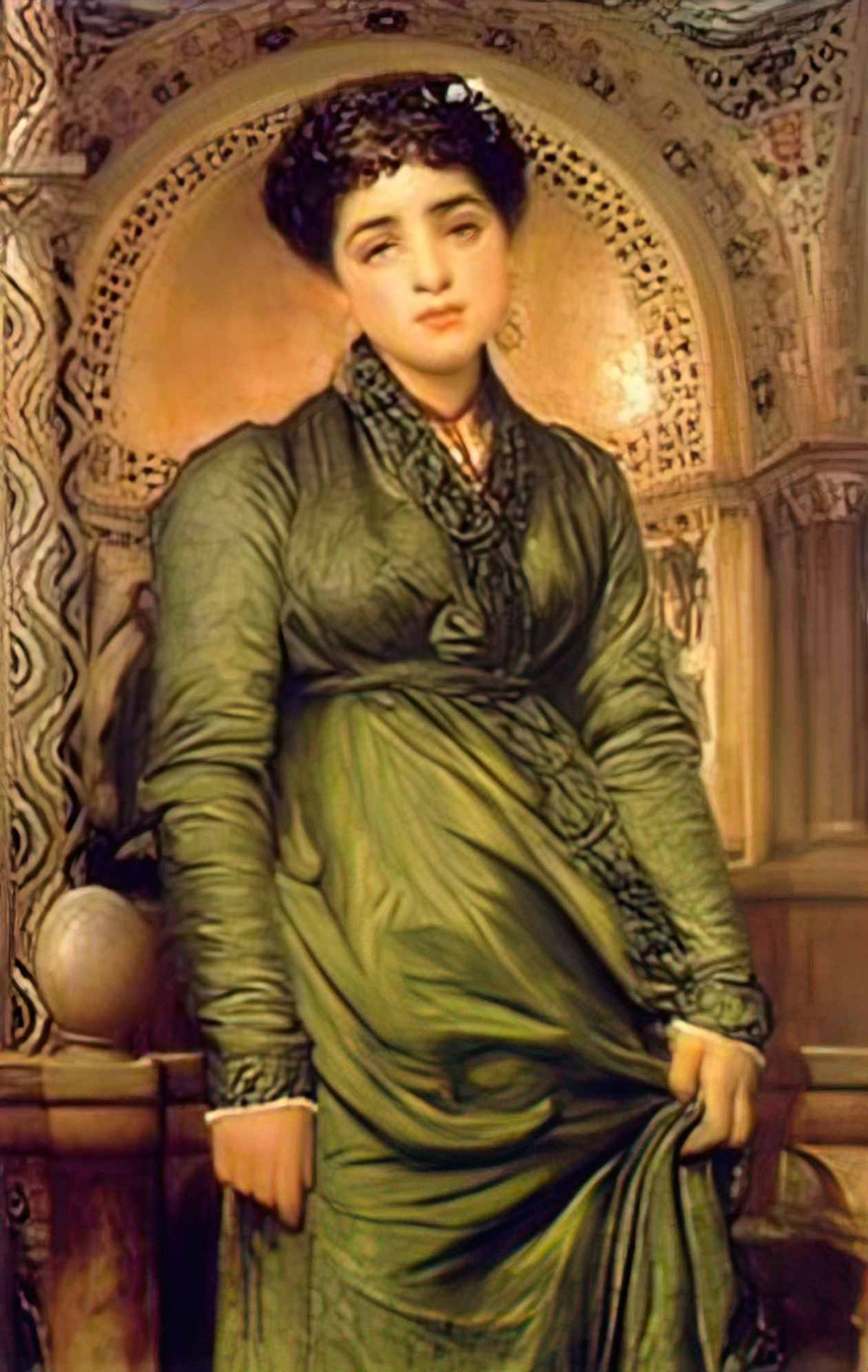 Frederic Leighton girl in green Art A4 Photo Print