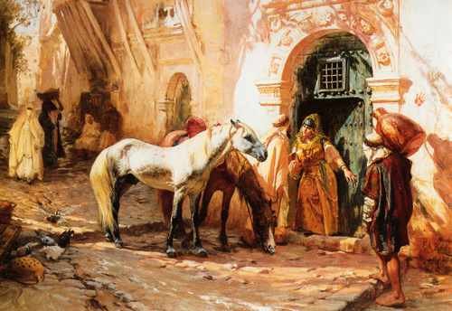 Frederick Arthur Bridgman A Street Scene In Morocco A4 Photo Print