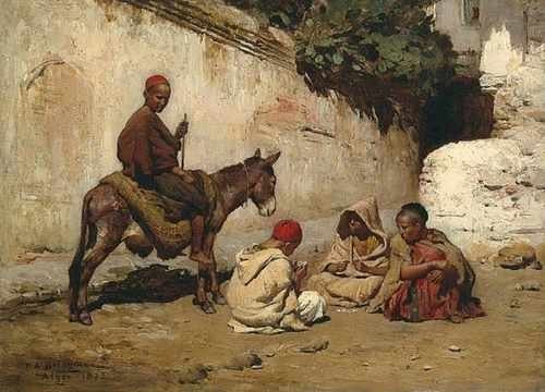 Frederick Arthur Bridgman Playing Kids A4 Photo Print