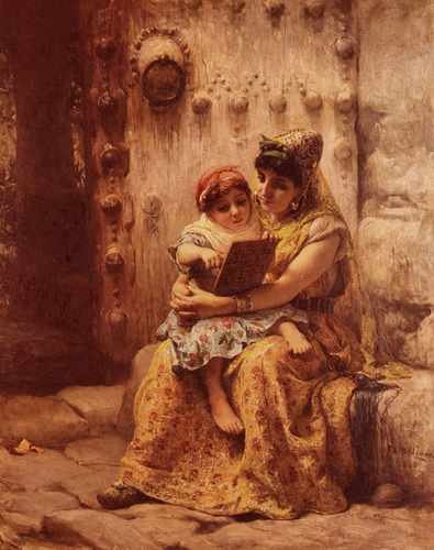 Frederick Arthur Bridgman The Reading Lesson A4 Photo Print