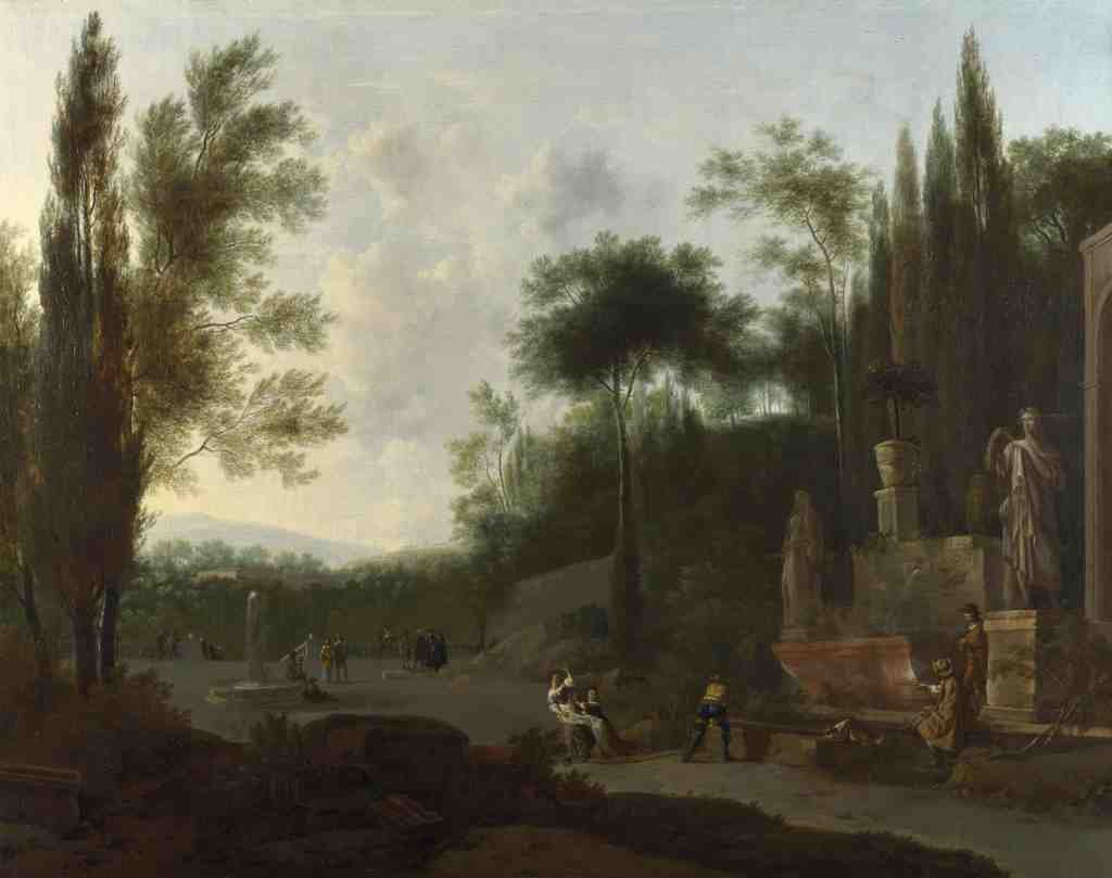 Frederick de Moucheron Figures in an Italian Garden A4 Photo Print