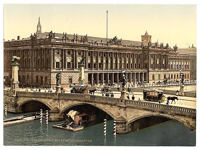 Fredericks Bridge and the Bourse Berlin Vintage A4 Photo Print