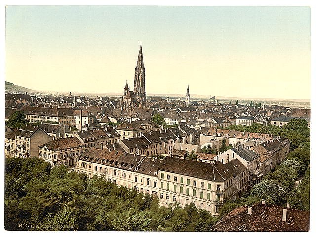 Freiburg general view Baden Vintage A4 Photo Print