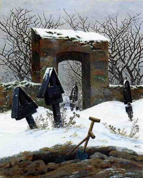 Friedrich Caspar David Graveyard Under Snow A4 Photo Print