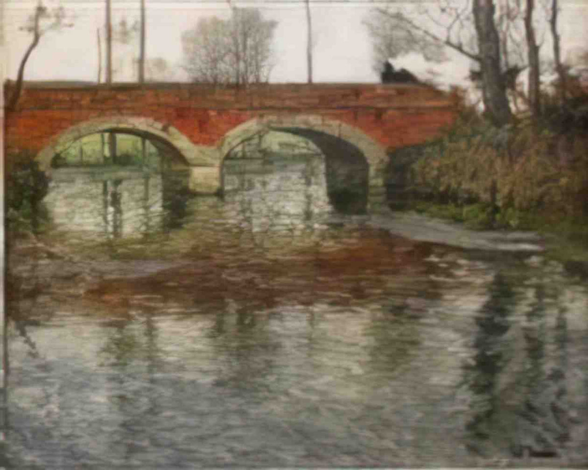 Frits Thaulow french river landscape with a stone bridge Art A4 Photo Print