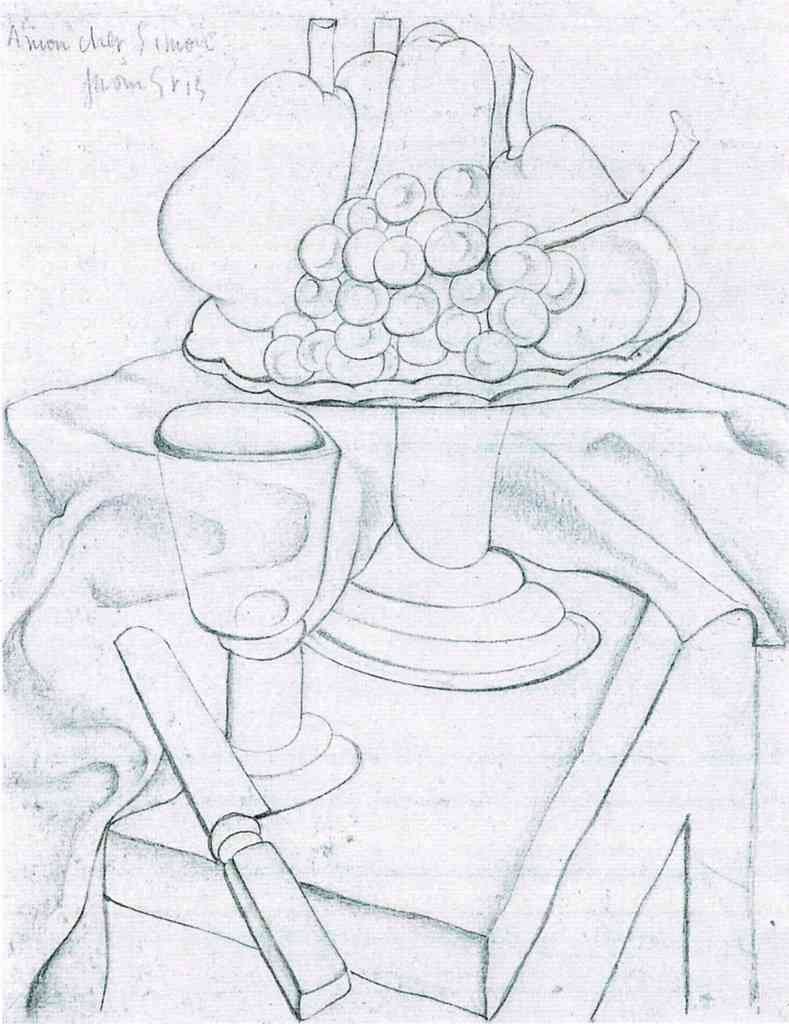 Fruit Bowl Glass And Knives Juan Gris Abstract Art A4 Photo Print