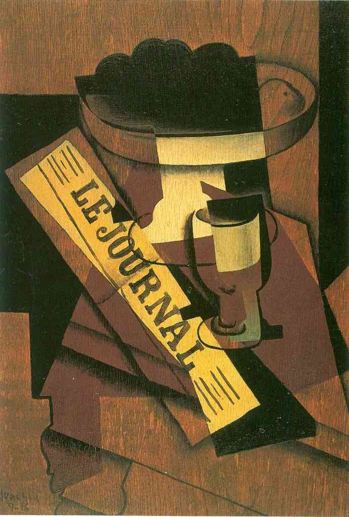 Fruit Bowl Glass And Newspaper Juan Gris Abstract Art A4 Photo Print