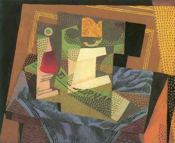 Fruit bowl on a table cloth by Juan Gris Abstract Art A4 Photo Print