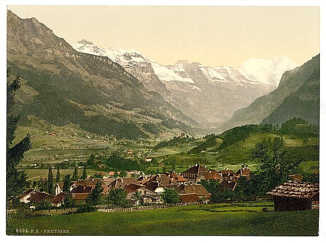 Frutigen general view Bernese Oberland Vintage A4 Photo Print