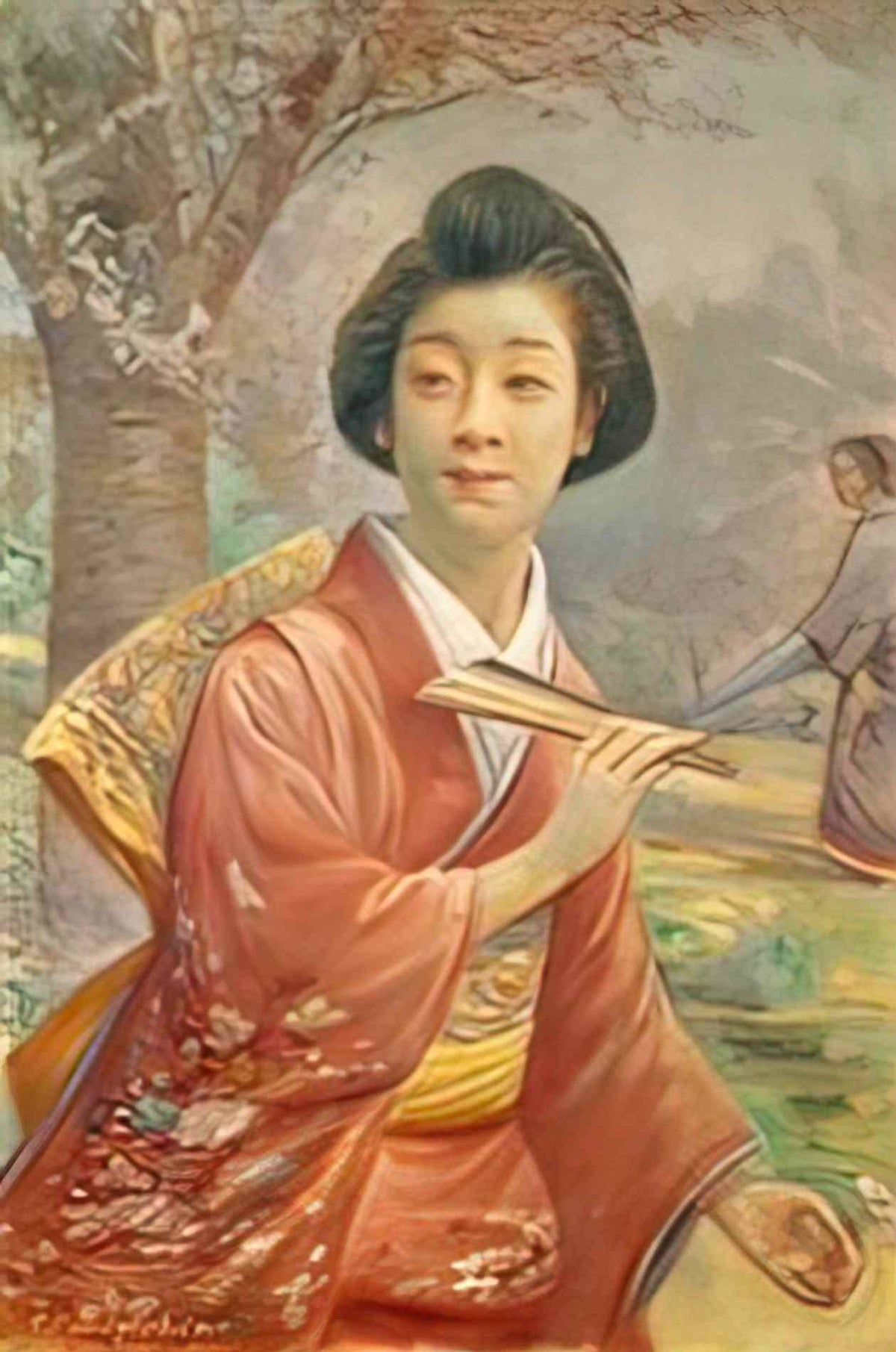 Fujishima Takeji beauty under a cherry by fujishima takeji sekisui mu Art A4 Photo Print