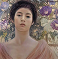 Fujishima Takeji lady with morning glory by fujishima takeji Art A4 Photo Print