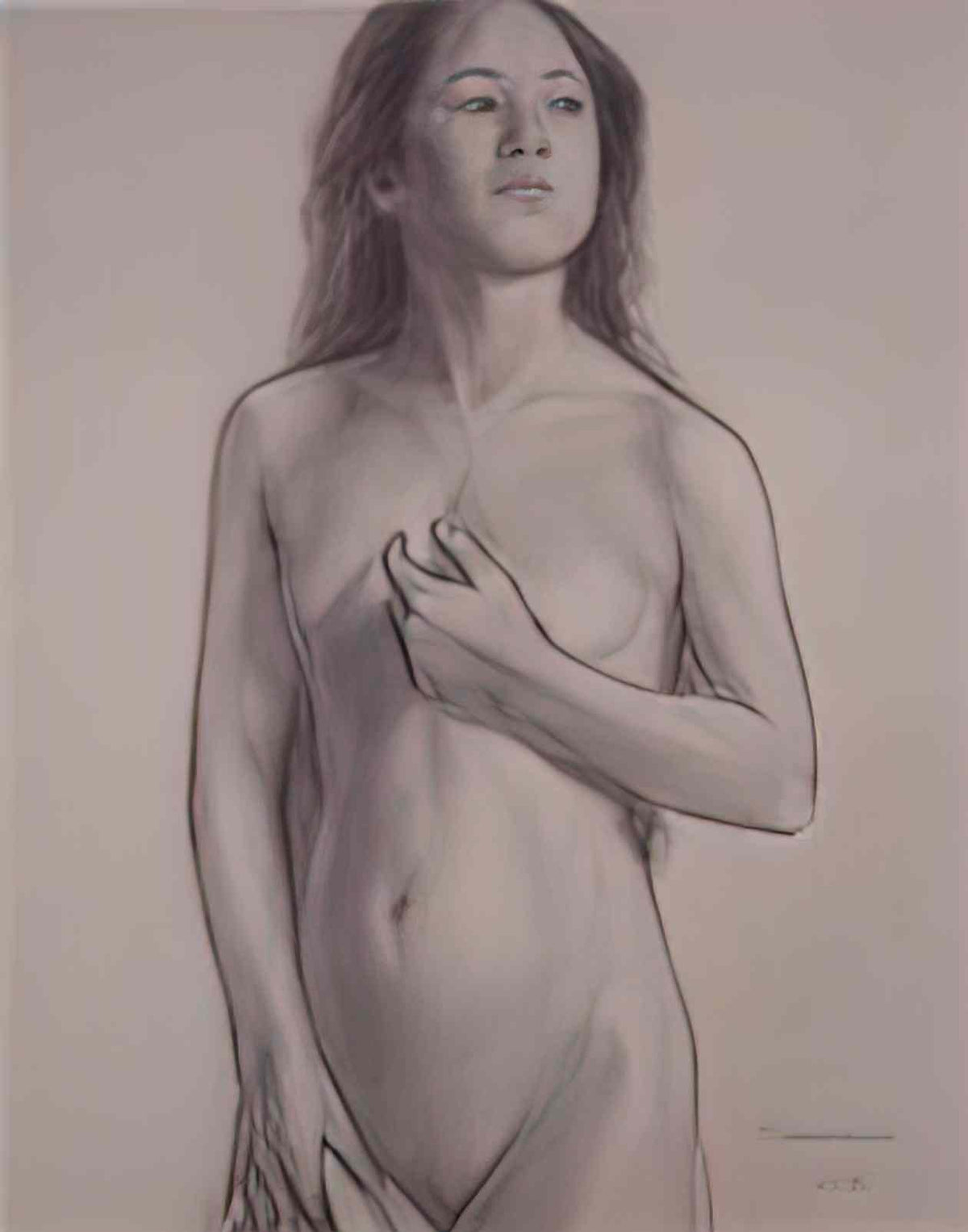 Fujishima Takeji nude charcoal by fujishima takeji mie prefectural ar Art A4 Photo Print