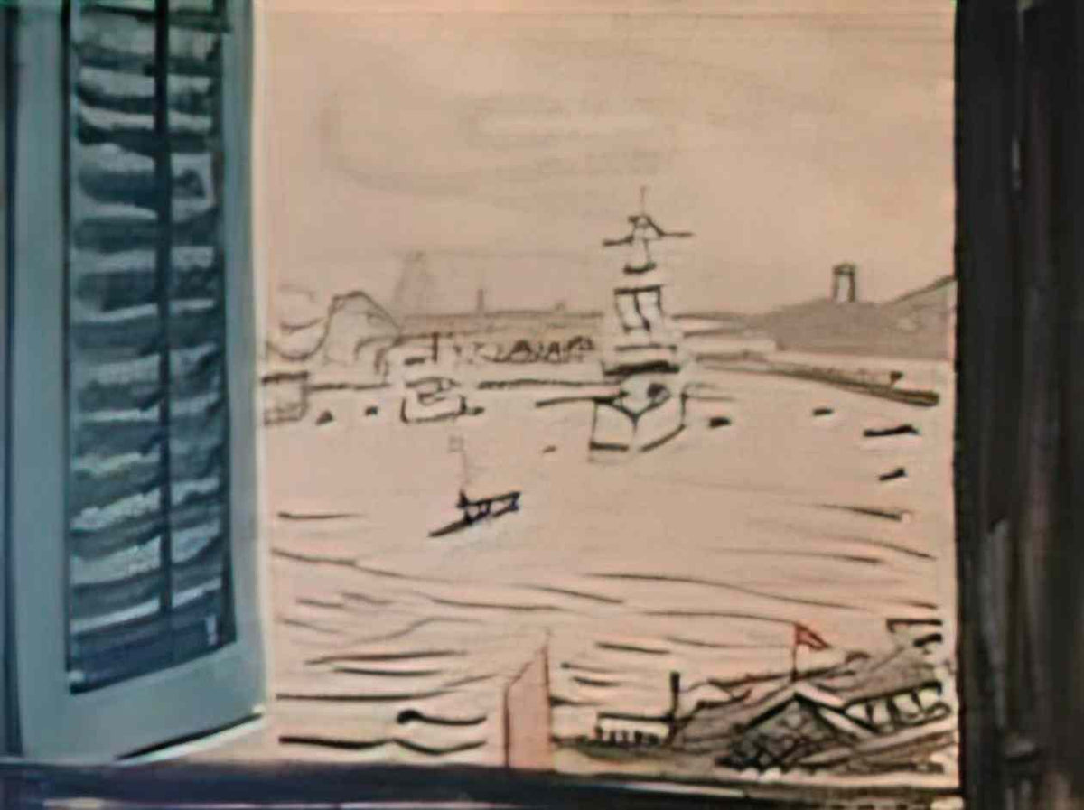 Fujishima Takeji overlooking the huangpu river by fujishima takeji Art A4 Photo Print