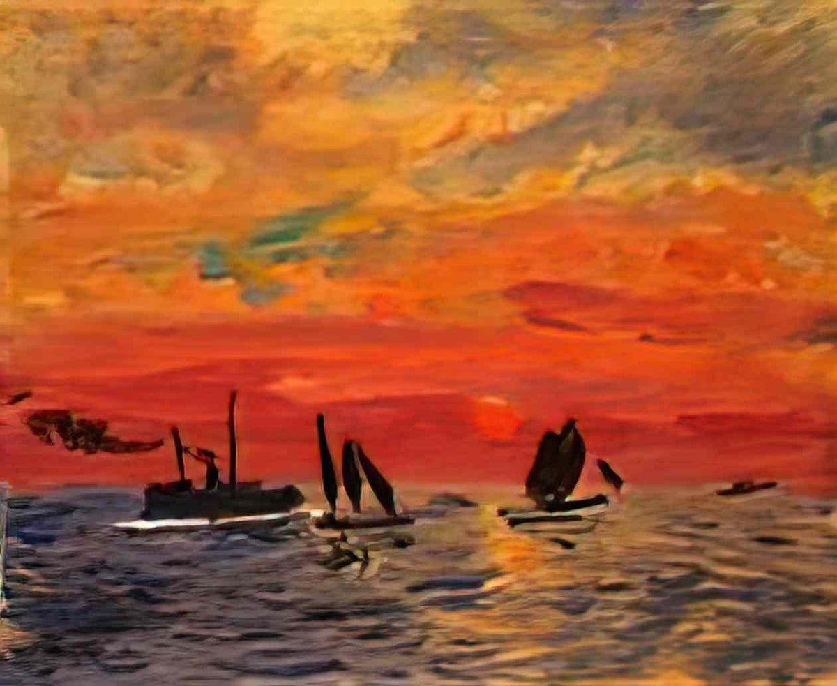 Fujishima Takeji sunrise kobe port by fujishima takejima pola museum Art A4 Photo Print