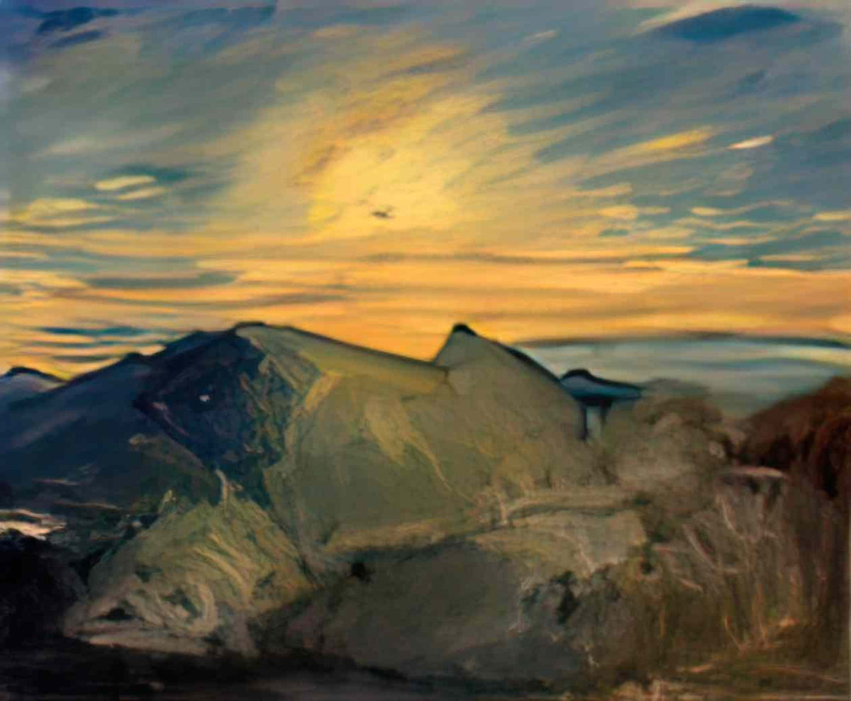 Fujishima Takeji sunrise on yushan by fujishima takeji ishibashi muse Art A4 Photo Print
