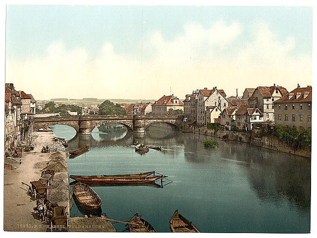Fulda Bridge Cassel Hesse Nassau Vintage A4 Photo Print