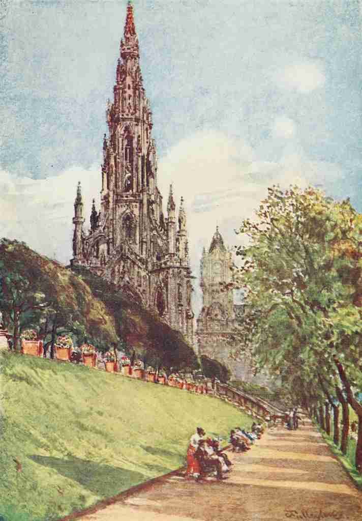 Fulleylove John 1845 1908 Sir Walter Scott 1913 The Scott monument Edinburgh A4 Photo Print