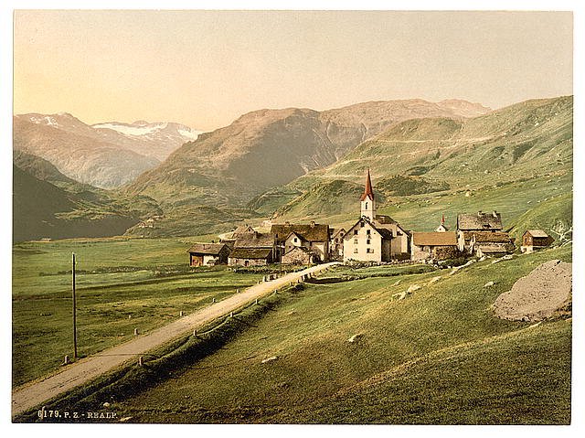 Furka Pass Realp general view Bernese Oberland Vintage A4 Photo Print