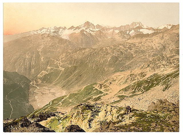 Furka Pass panorama Bernese Oberland Vintage A4 Photo Print