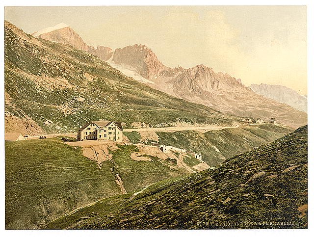 Furka Pass the hotel Bernese Oberland Vintage A4 Photo Print