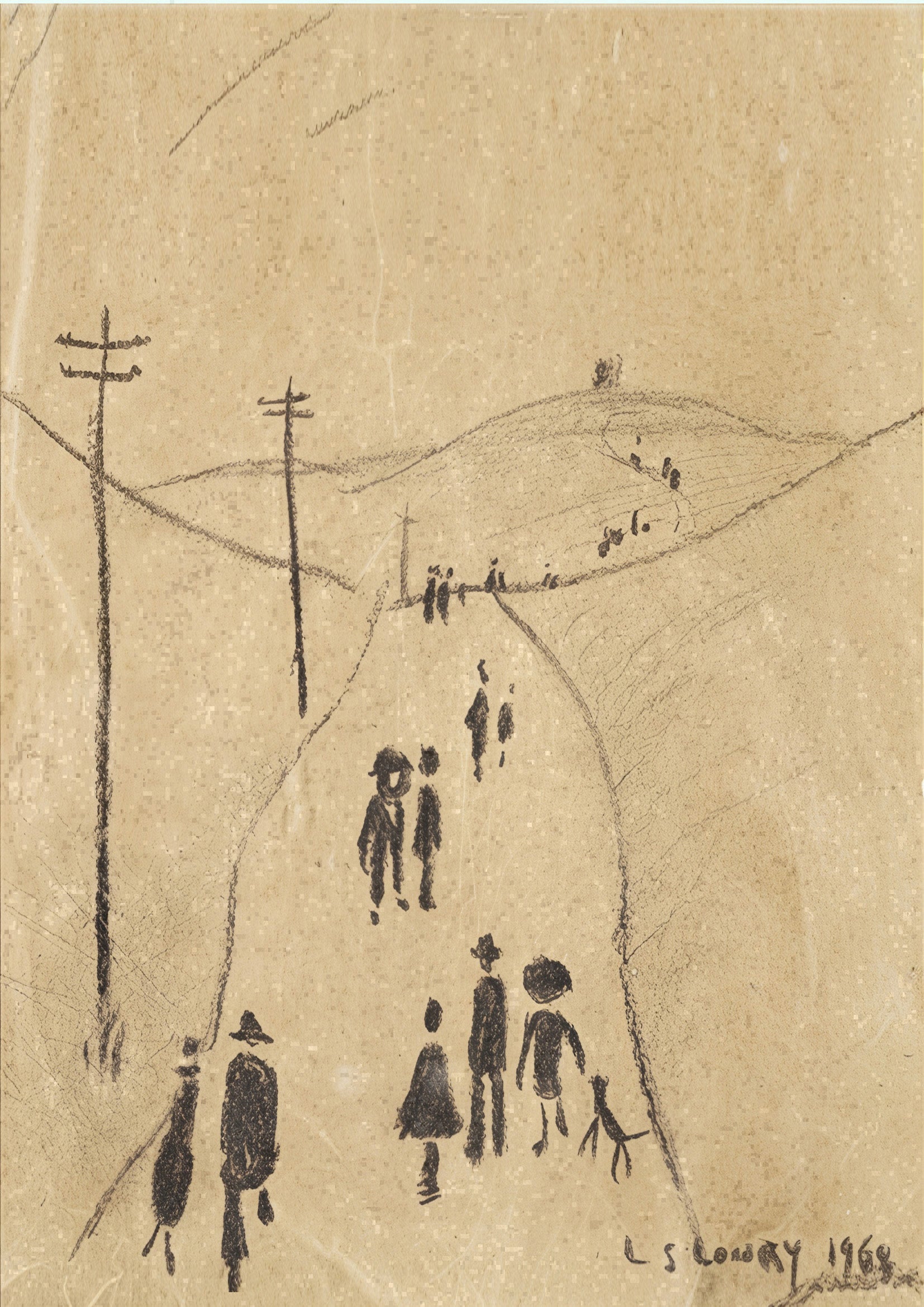 L S Lowry Easter Monday - Rivington Pike Art A4 Photo Print