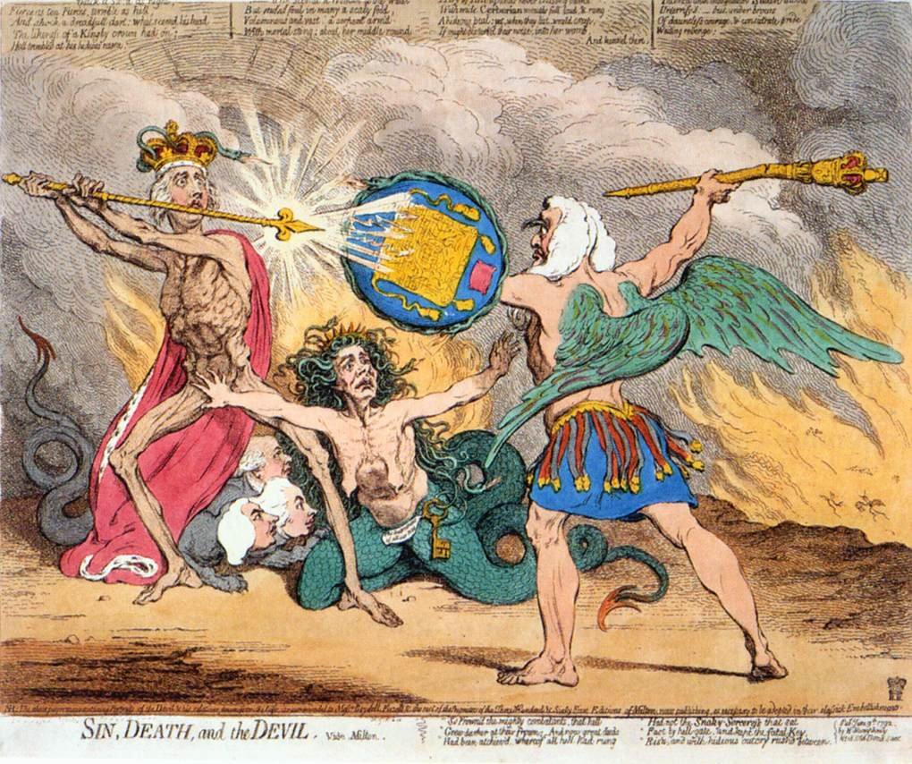 GILLRAY James Sin Death And The Devil Art A4 Photo Print