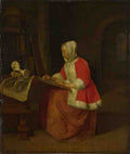 Gabriel Metsu A Young Woman seated drawing A4 Photo Print