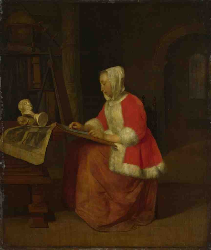 Gabriel Metsu A Young Woman seated drawing A4 Photo Print