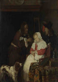Gabriel Metsu Two Men with a Sleeping Woman A4 Photo Print