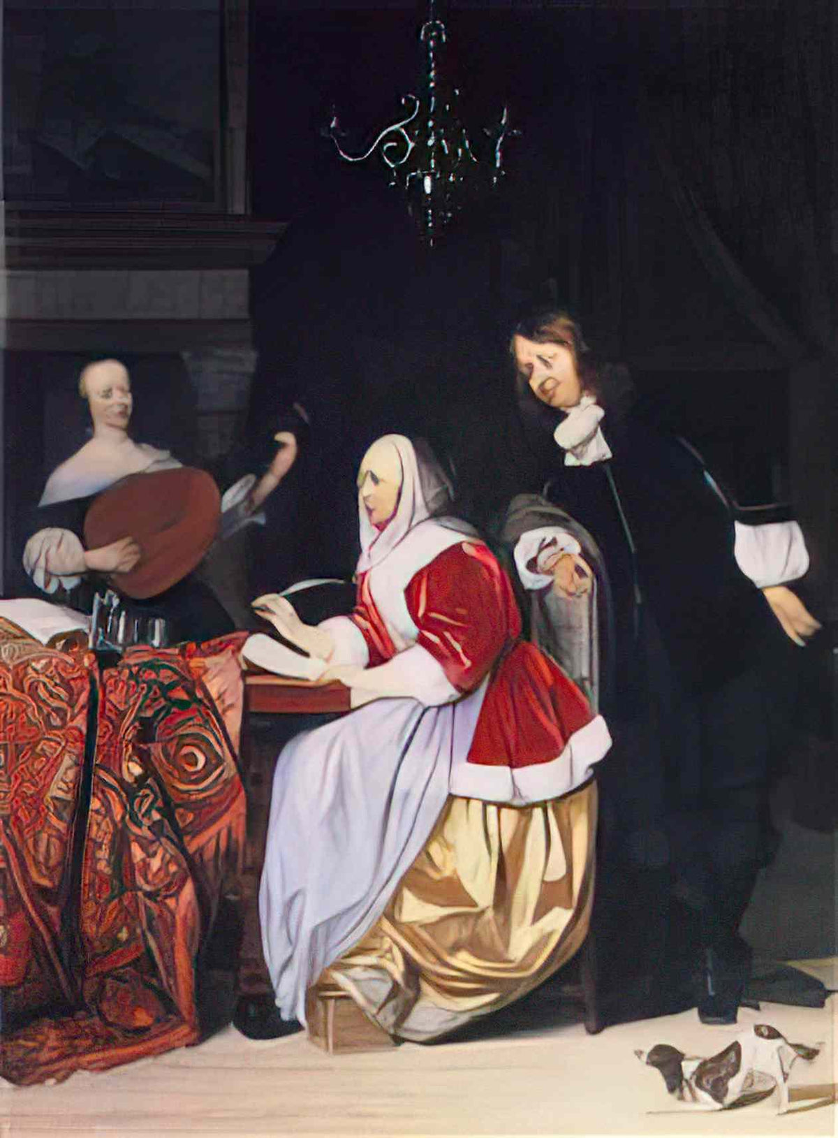 Gabriel Metsu a young woman composing music Art A4 Photo Print