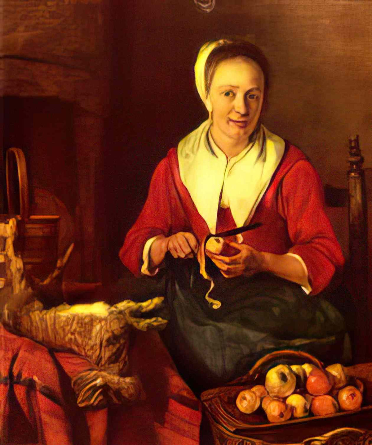 Gabriel Metsu the apple peeler 1657 Art A4 Photo Print