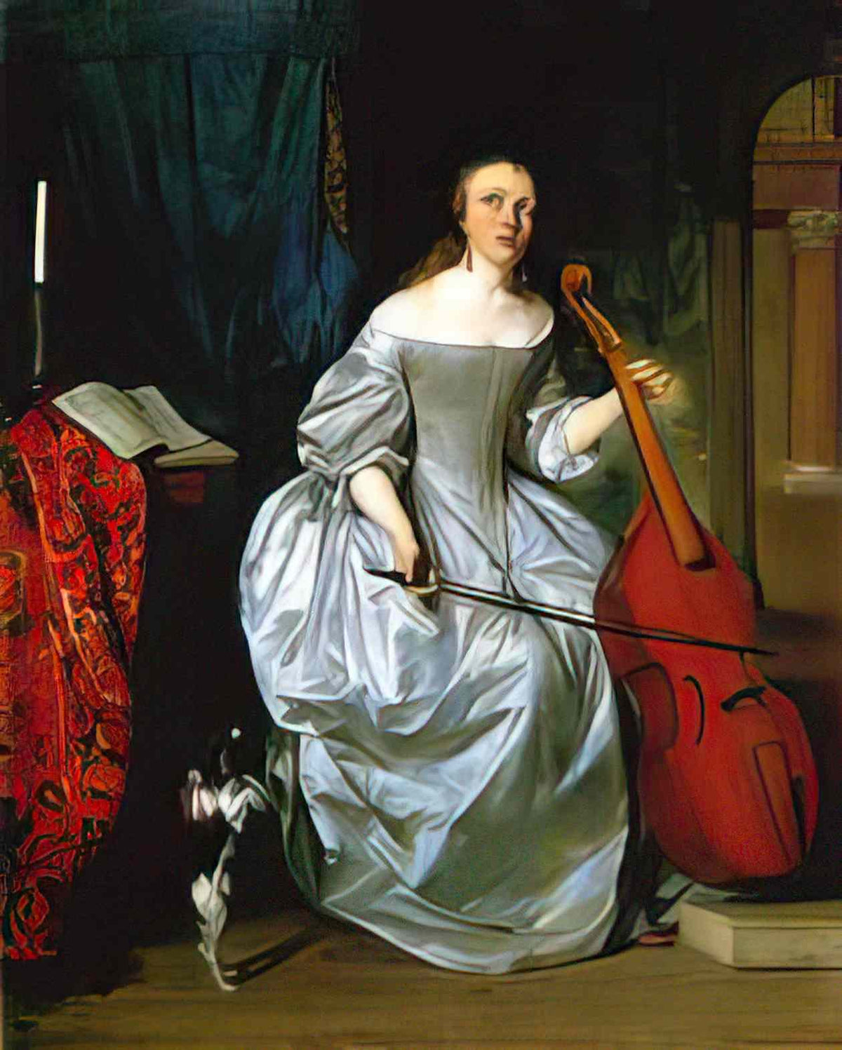 Gabriel Metsu woman playing a viola de gamba Art A4 Photo Print