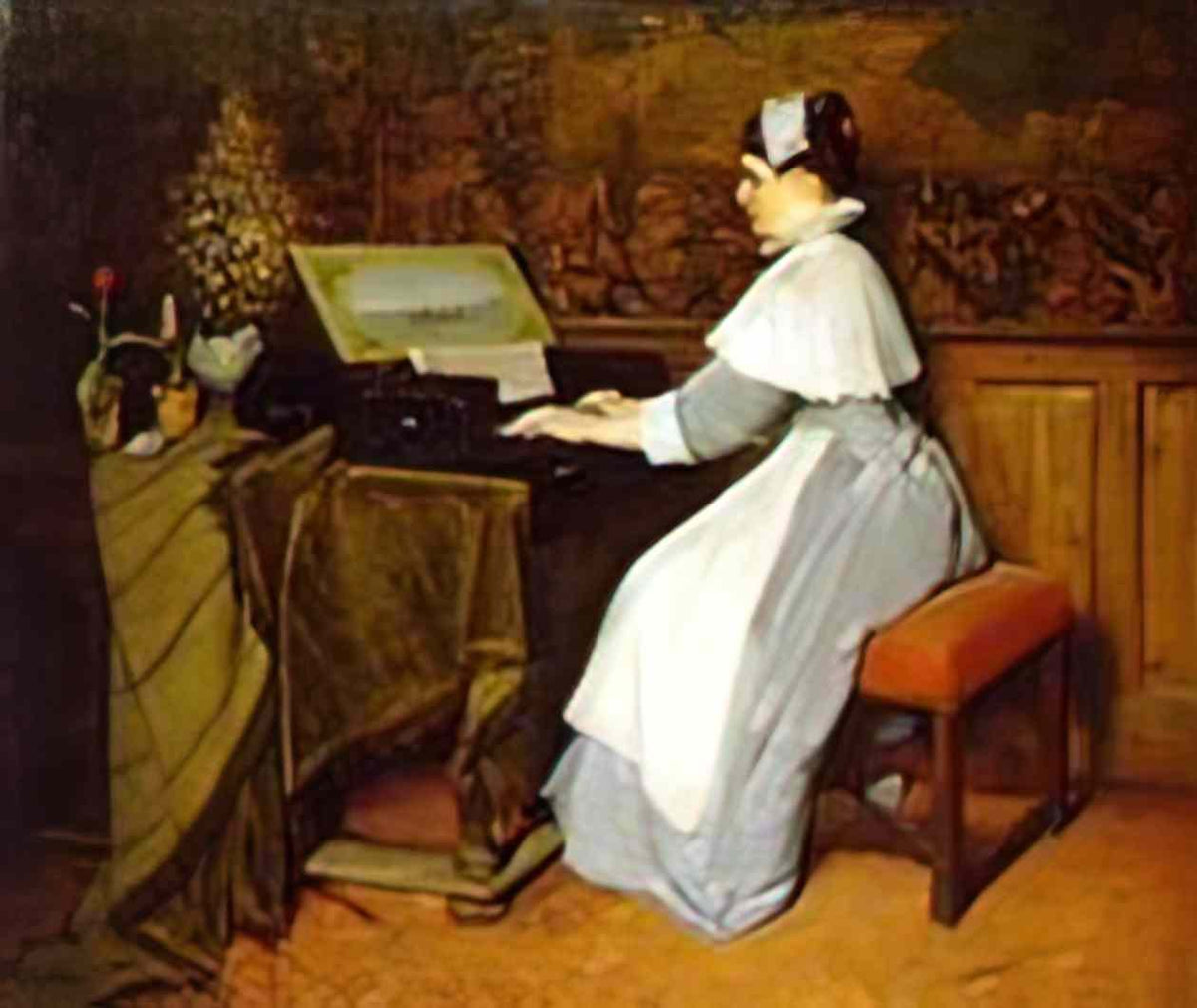 Gabriel von Max still life girl at a spinet 1871 Art A4 Photo Print