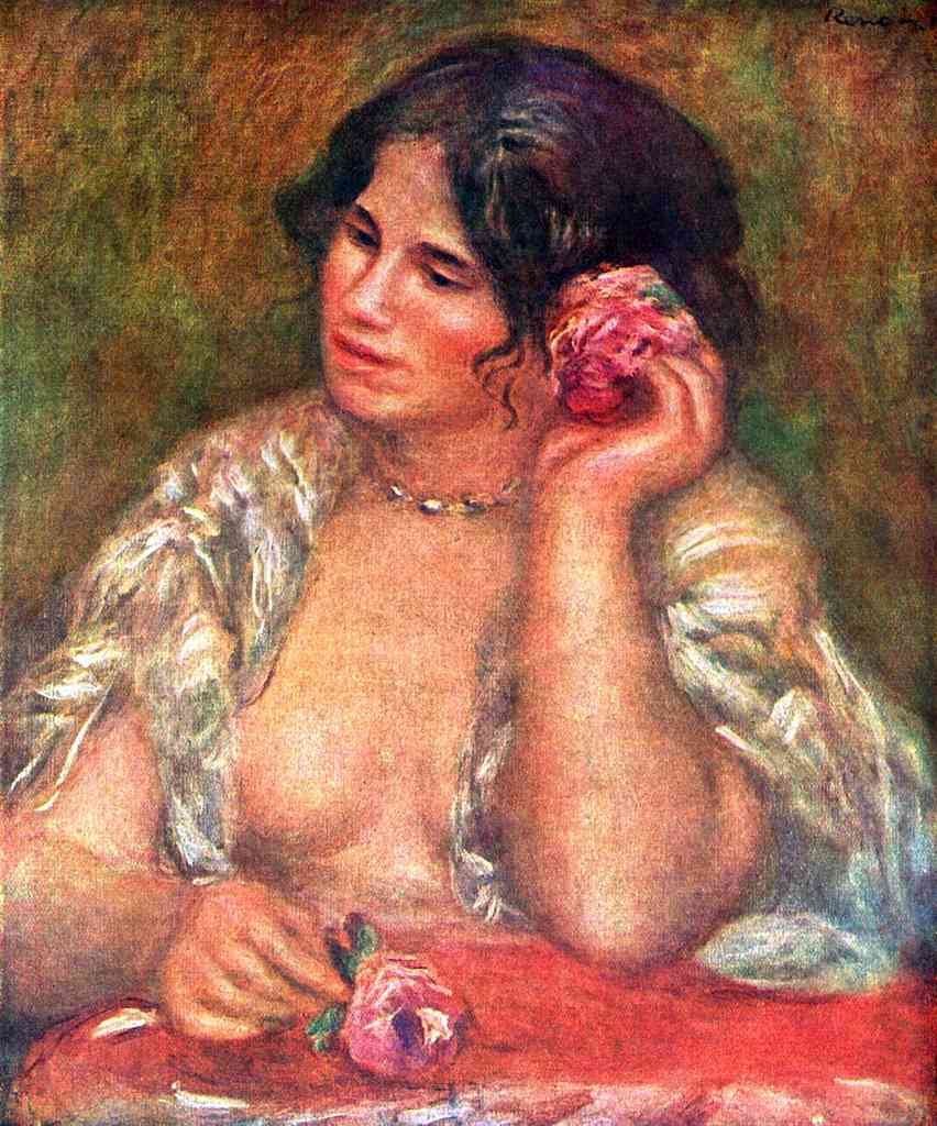 Gabriele With A Rose Renoir A4 Photo Print