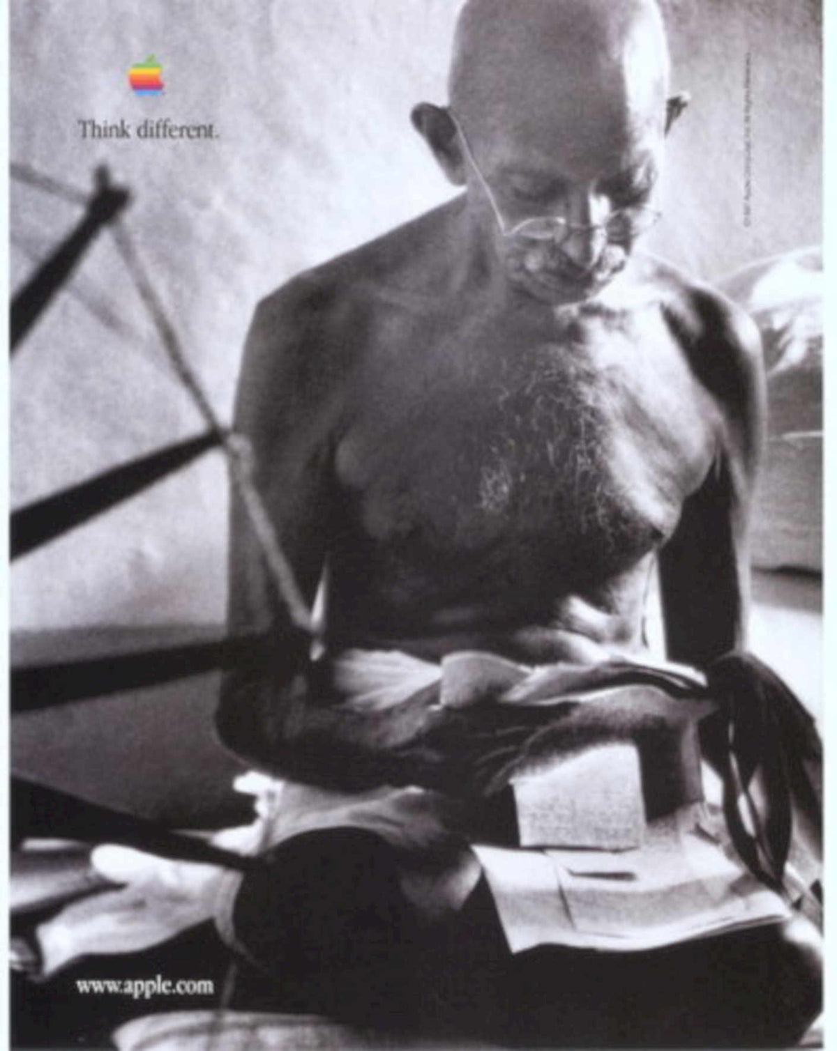 Gandhi Reading Papers 1990s Vintage Retro Advert