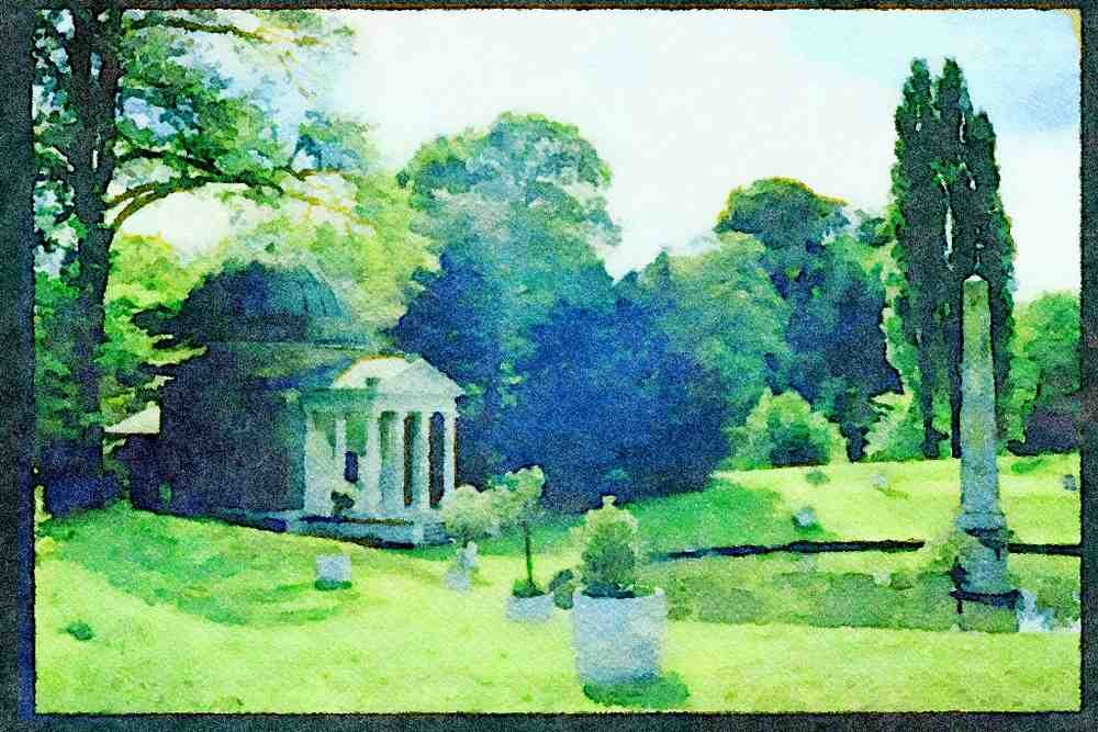 Garden 346012 Temple And Obelisk Chiswick, England A4 Limited Edition Watercolour Print