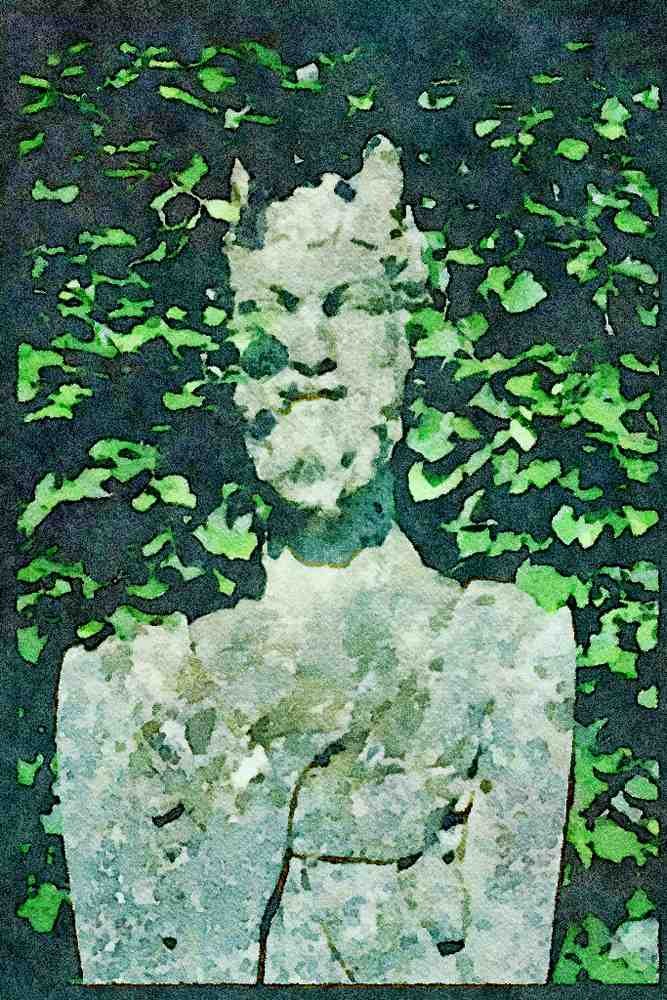 Garden 346015 Satyr Statue Chatsworth, England A4 Limited Edition Watercolour Print