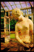 Garden 346018 Statue In Greenhouse Kew Gardens, England A4 Limited Edition Watercolour Print
