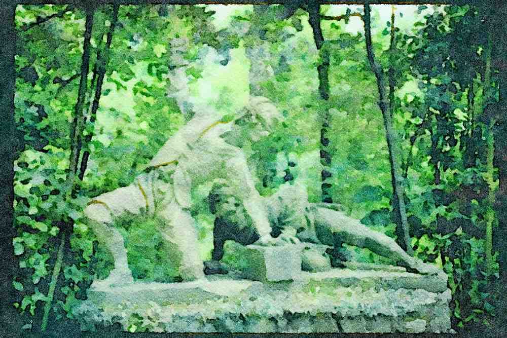 Garden 346021 Blindfolded Youth Statue Boboli Gardens, Italy A4 Limited Edition Watercolour Print