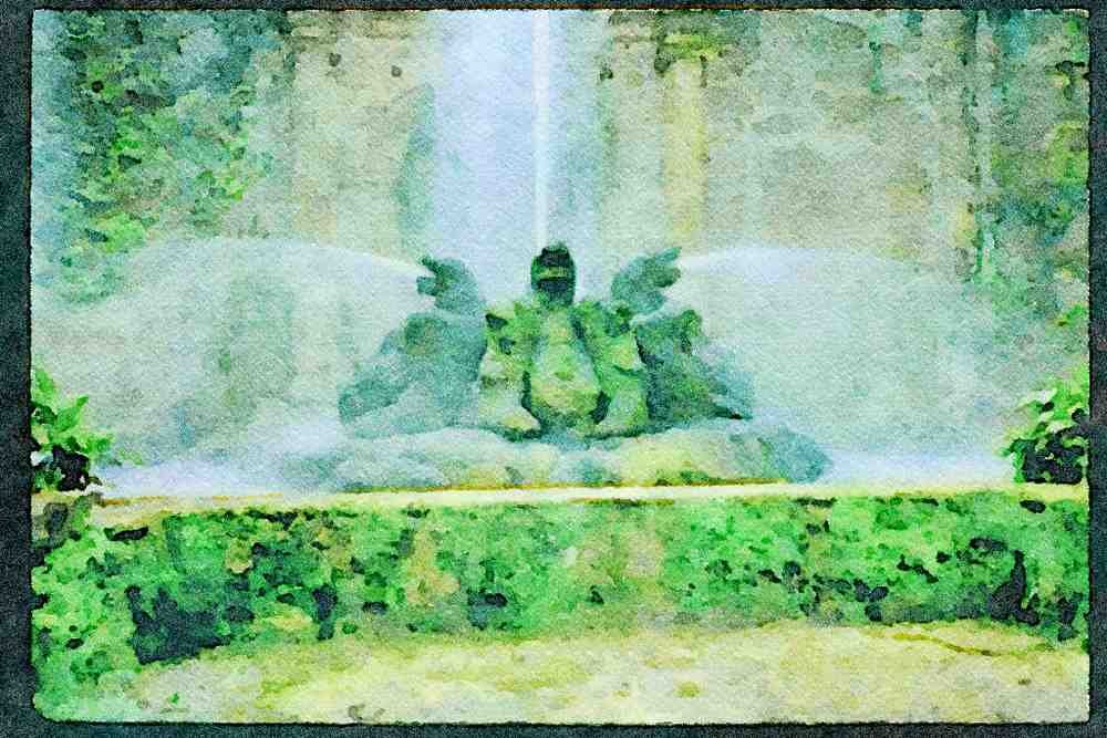 Garden 346023 Dragon Fountain Villa D'Este, Italy A4 Limited Edition Watercolour Print