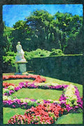 Garden 346029 Statue And Flower Beds The Elms, U.S.A. A4 Limited Edition Watercolour Print