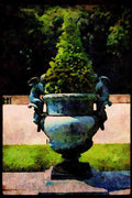 Garden 346041 Urn With Cherubs Versailles, France A4 Limited Edition Watercolour Print
