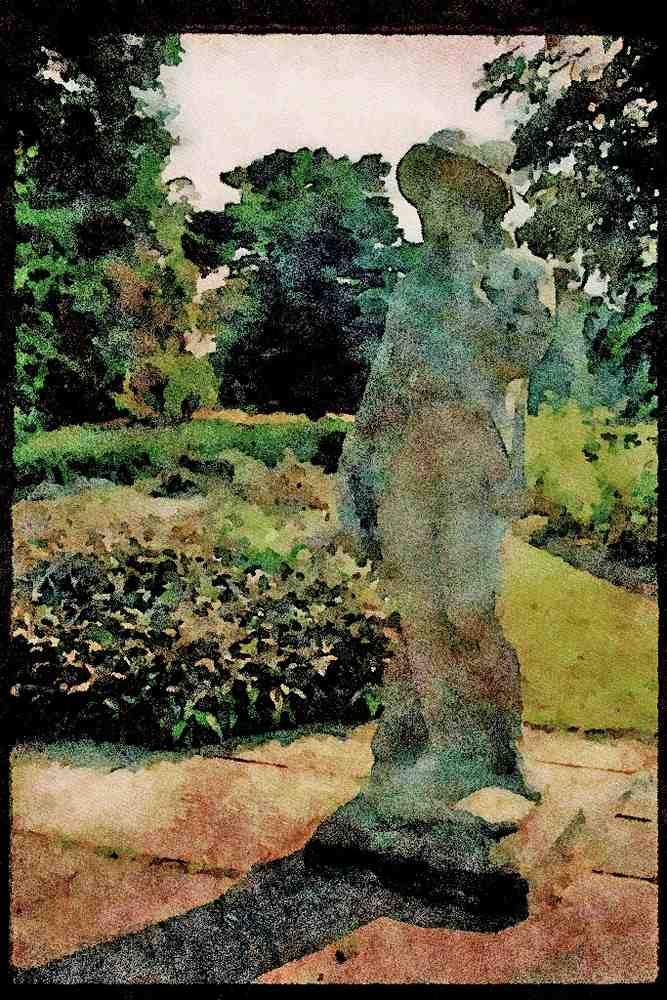 Garden 346042 Shepherd Sculpture Sion Park, England A4 Limited Edition Watercolour Print