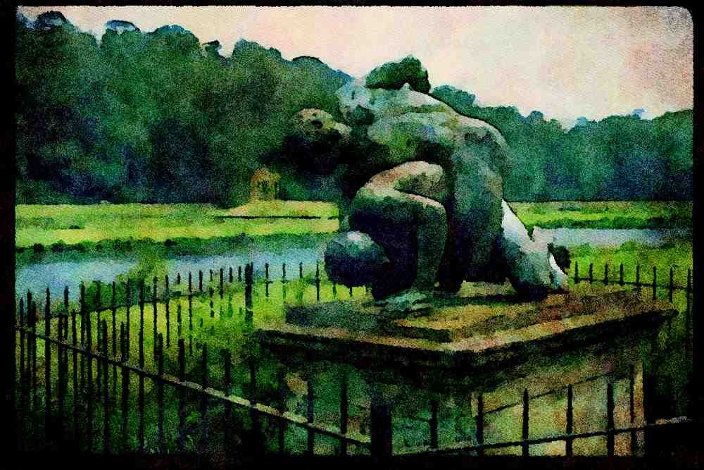 Garden 346050 Wrestlers Studley Royal, England A4 Limited Edition Watercolour Print