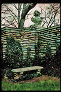Garden 346055 Bench By Wall With Urn Dumbarton Oaks, U.S.A. A4 Limited Edition Watercolour Print