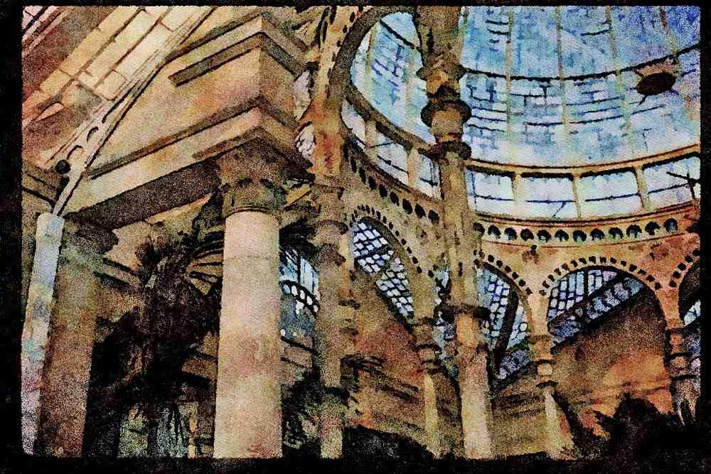 Garden 346073 Interior Of Conservatory Sion Park, England A4 Limited Edition Watercolour Print
