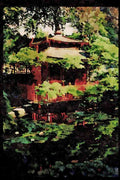 Garden 346076 Japanese Tea House Compton Acres, England A4 Limited Edition Watercolour Print
