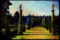 Garden 346081 Statuary Columns In Rose Garden Chatsworth, England A4 Limited Edition Watercolour Print
